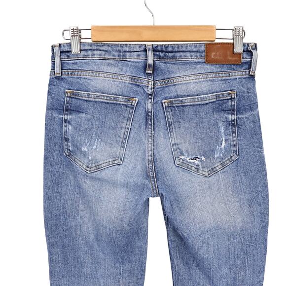 L.O.G.G Mid-Rise Distressed Utility Raw Hem Denim Jeans Medium Wash Size 26 - Picture 4 of 8